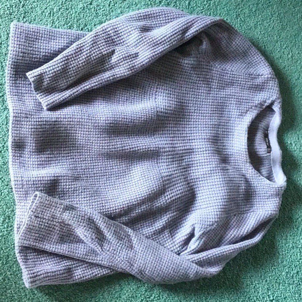 Zara Knit Sweater Wool Blend  Purple Waffle Knit Size Medium‎